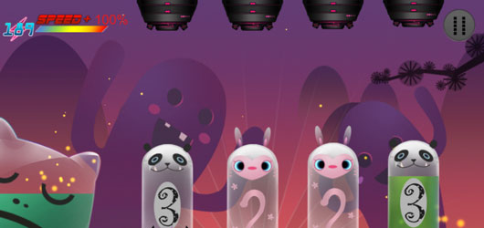 Disco Kitten Screenshot Buttons in one half of the screen, flashing warning lights (top) in the other. On an iPad, this doesn't work.