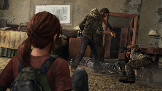 Unlike Uncharted, Naughty Dog is unafraid to spill the gore here. Ellie isn't always a fan when things get messy.